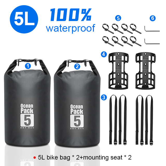 2pcs 5L Dry Bags + 2pcs Mounting Seats